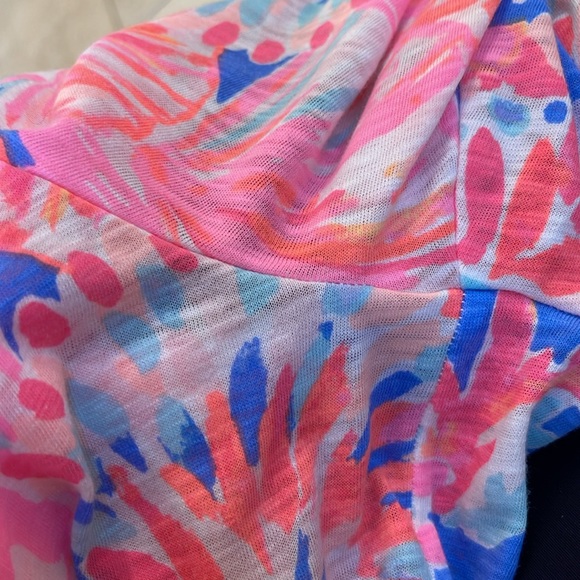 Lilly Pulitzer Zaylee Off Shoulder Blouse Top Lace Sleeve Elastic Neck Medium - Picture 10 of 10